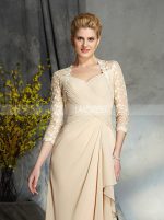 Champagne Mother of the Bride Dresses with Sleeves,Long Chiffon Mother Dress,11736