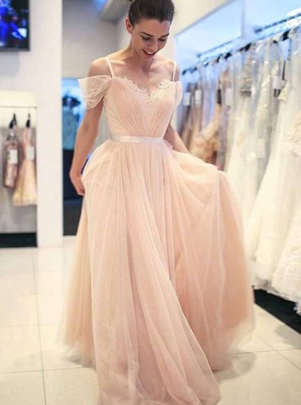 Champagne Prom Dresses for Teens,Tulle Graduation Dress,11907