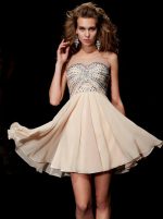 Champagne Short Homecoming Dresses,Beaded Cocktail Dress,11460