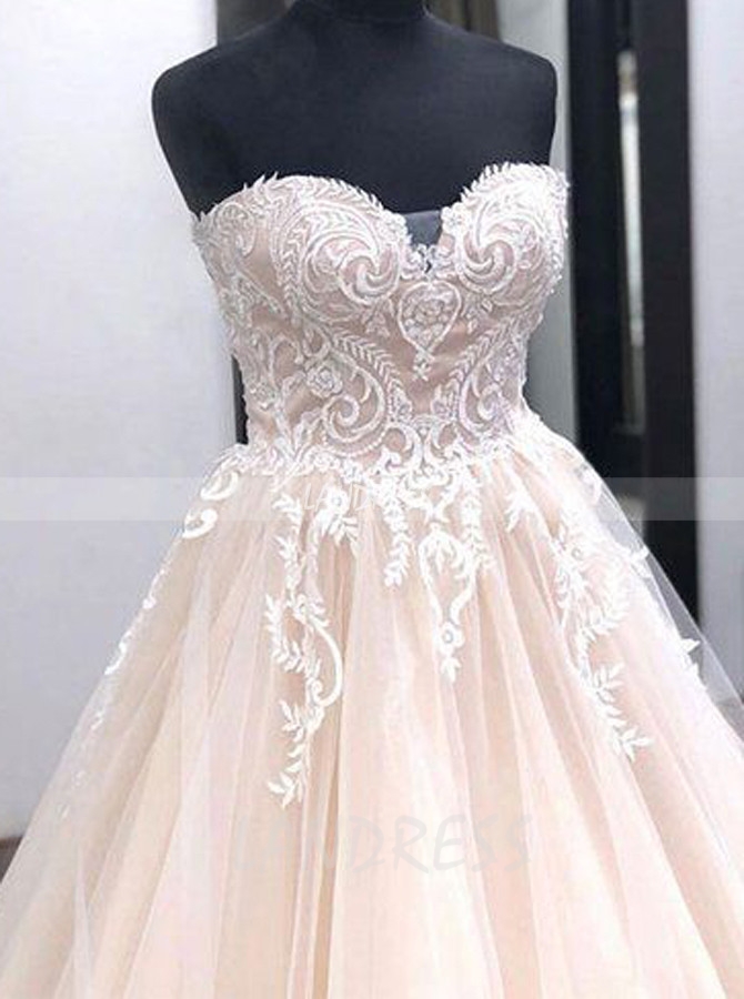 Champagne Sweetheart Bridal Gown,Tulle Wedding Dress,11653