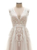 Champagne V-neck Wedding Dresses,Floral Bridal Gown,11671