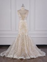 Champagne Wedding Dresses,Sparkly Mermaid Bridal Dress,12102