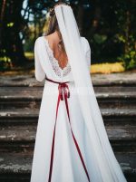 Chiffon Romantic Wedding Dresses,Long Sleeves Destination Wedding Dress,12034