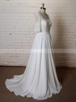 Chiffon Wedding Dresses with Sleeves,Beach Wedding Dress,11610