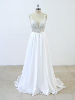 Chiffon Wedding Dress with Train,Beaded Wedding Dress,11293