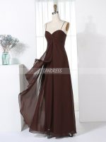 Chocolate Bridesmaid Dresses,Empire Waist Bridesmaid Dress,Long Simple Bridesmaid Dress,11350