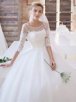 Classic Ball Gown Wedding Dress with Sleeves,Princess Bridal Gown,11650