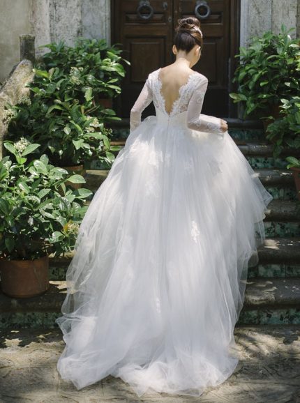 Classic Wedding Dress with Sleeves,Princess Bridal Gown,12252
