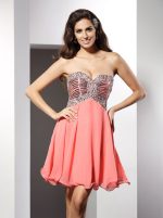 Coral Homecoming Dresses,Sequined Sweetheart Cocktail Dress,11487