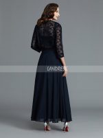 Dark Navy Mother of the Bride Dresses with Jacket,Ankle length Mother Dress,11801