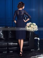 Dark Navy Mother of the Bride Dress,Short Mother Dress with Sleeves,11770