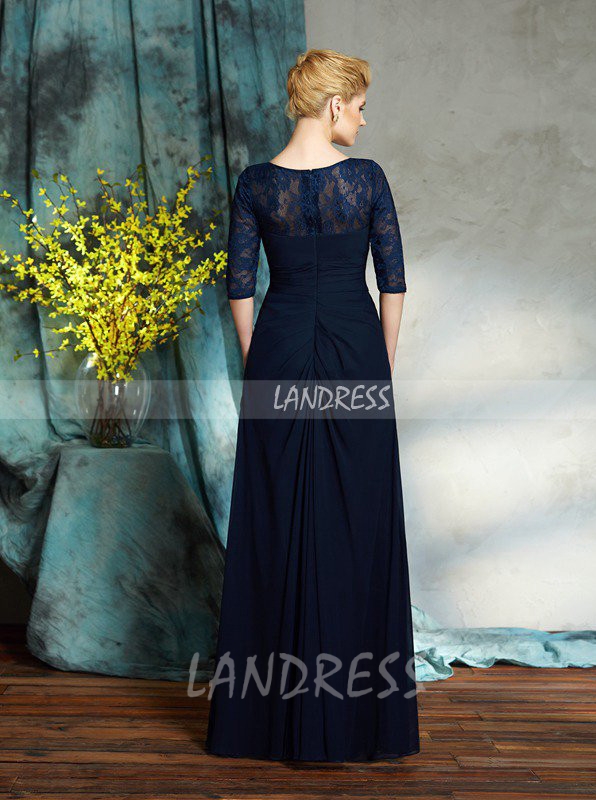 Dark Navy Mother of the Bride Dress with Sleeves,Formal Mother Dress,11752