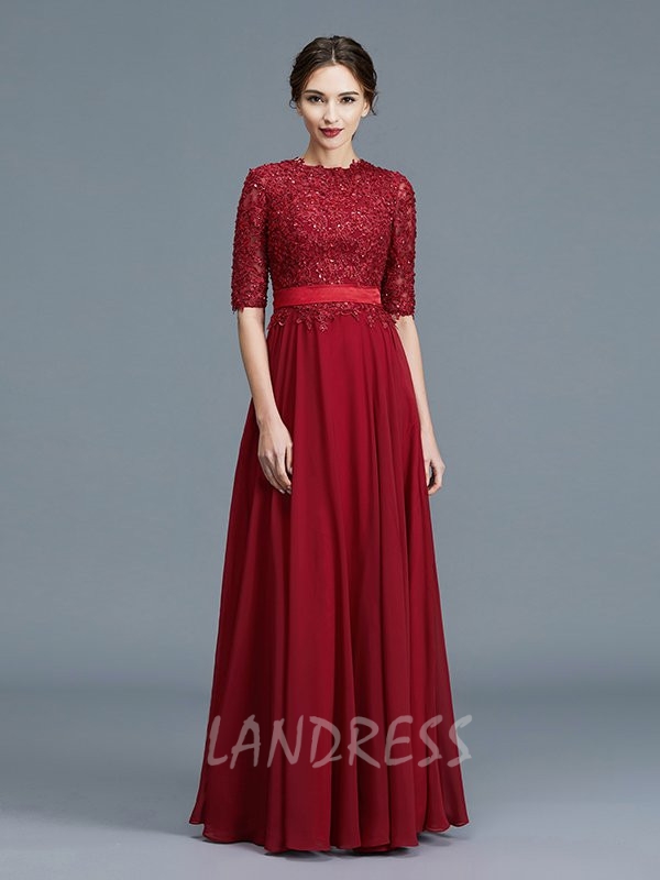 Dark Red Mother of the Bride Dresses,High Neck Mother Dress,11799
