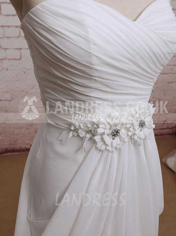 Draped Beach Wedding Dresses,Strapless Wedding Dress,Romantic Wedding Dress,11575