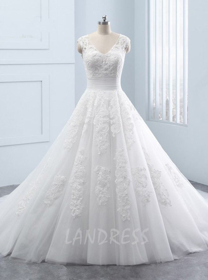 Elegant A-line Wedding Dresses,Cutout Wedding Dress - Landress.co.uk