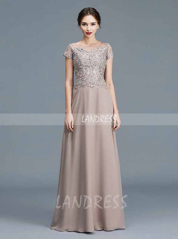 Elegant Mother of the Bride Dress with Sleeves,Chiffon Mother Dress,11792
