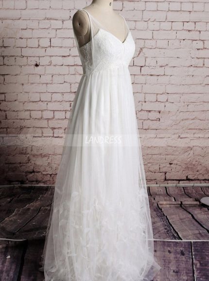 Empire Wedding Dresses,Tulle Wedding Dress,Pregnant Bridal Dress,11579