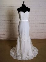 Fit And Flare Wedding Dress,Lace Strapless Wedding Dress,11623