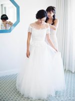 Floor Length Wedding Dress with Short Sleeves,Outdoor Wedding Dress,11649