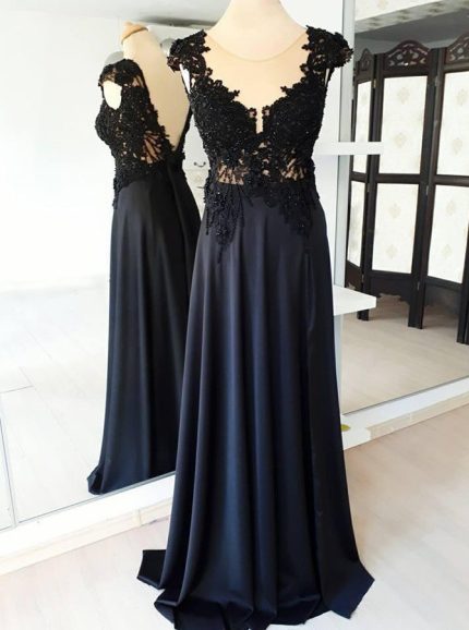Formal Prom Dresses,Black Evening Dresses,Chiffon Full Length Prom Dress,11233