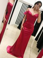 Fuchsia Tight Prom Dresses,Long Prom Dress with Straps,11267