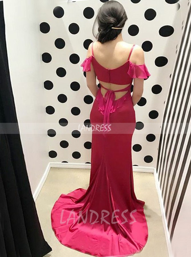 Fuchsia Tight Prom Dresses,Long Prom Dress with Straps,11267