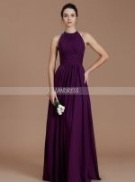 Grape Bridesmaid Dresses,Long Ruched Bridesmaid Dresses,11346