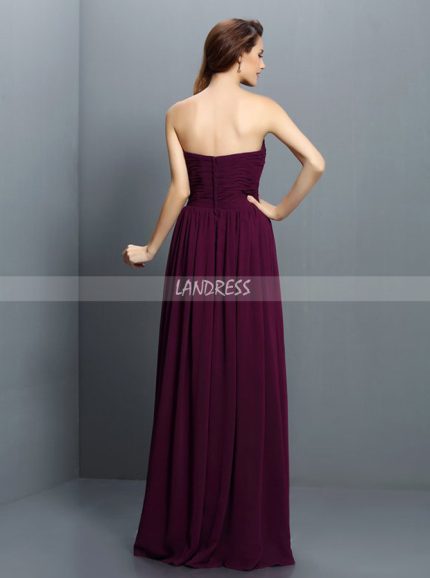 Grape Simple Bridesmaid Dresses,Chiffon Long Bridesmaid Dress,11416