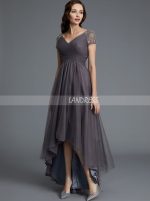 Grey High Low Mother of the Bride Dresses,Tulle Mother Dress,11764