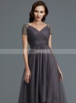 Grey High Low Mother of the Bride Dresses,Tulle Mother Dress,11764