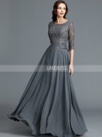 Grey Long Mother of the Bride Dresses,Elegant Mother Dress with Sleeves,11781