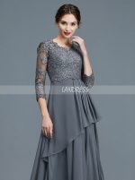 Grey Long Mother of the Bride Dresses,Mother Dress with Sleeves,11790