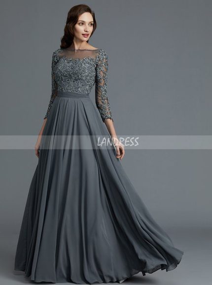 Grey Mother of the Bride Dresses with Sleeves,A-line Mother Dress ...