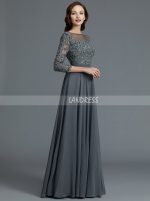 Grey Mother of the Bride Dresses with Sleeves,A-line Mother Dress,11800