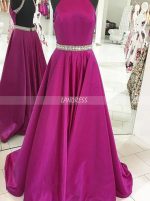 Halter Prom Dress,Backless A-line Evening Dress,11935
