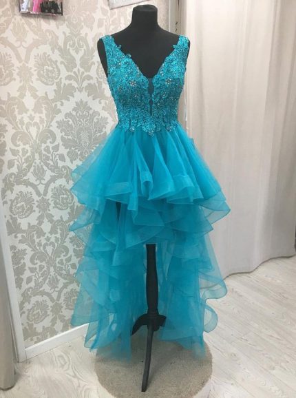 High Low Homecoming Dresses,Ruffled Prom Dress,Unique Prom Dress,11219