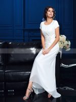 High Low Mother of the Bride Dress with Short Sleeves,Vintage Mother Dress,11748