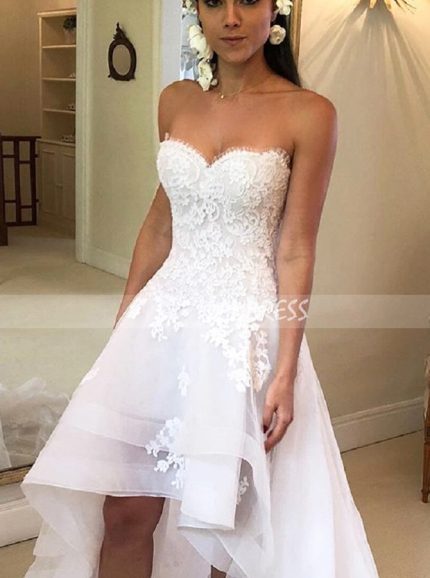 High Low Wedding Dress for Outdoor Wedding,Destination Tiered Wedding Dress,12059