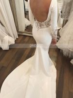 High Quality Wedding Dress with Sleeves,Low Back Bridal Dress,12036