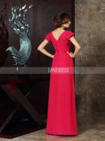 HotPink Mother of the Bride Dress with Short Sleeves,Chiffon Mother Dress,11747