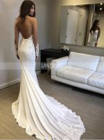 Illusion Long Sleeves Wedding Dresses,Mermaid Bridal Dress,12159