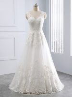 Ivory A-line Wedding Dress,Floor Length Wedding Dress,11698