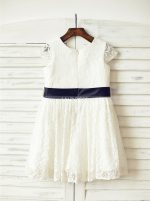 Ivory Baby Dresses,Lace Flower Girl Dress with Cap Sleeves,11827