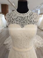 Ivory Lace Wedding Dresses,High Neck Wedding Dress with Cutout Back,11558