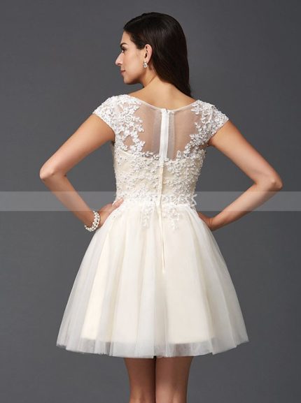 Ivory Sweet 16 Dresses with Cap Sleeves,Short Homecoming Dress,11518