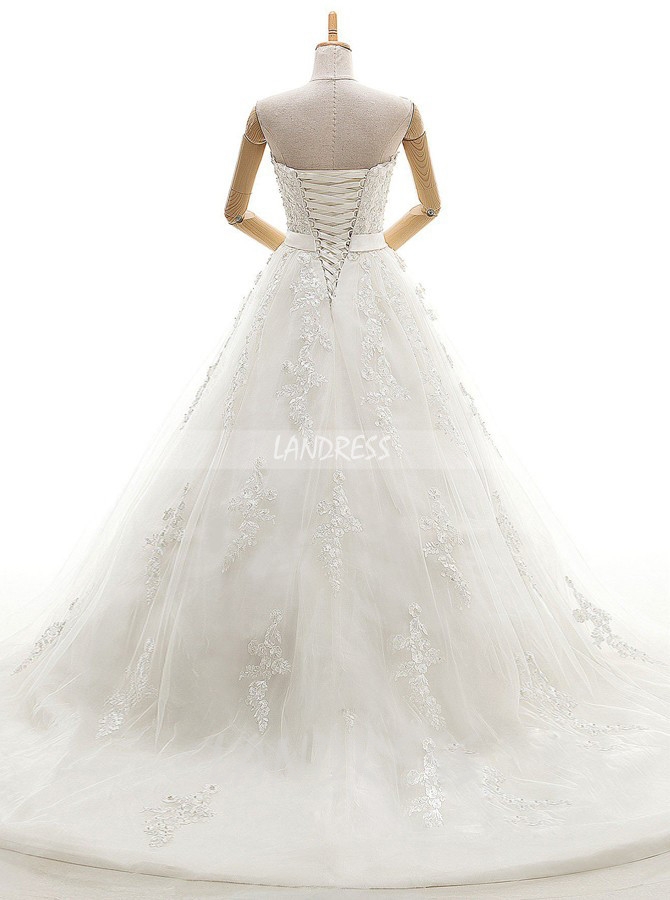 Ivory Wedding Dresses Corset,Strapless Bridal Gown,11674
