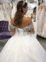 Ivory Wedding Dresses,Off the Shoulder Bridal Dress,Princess Wedding Dress,11132