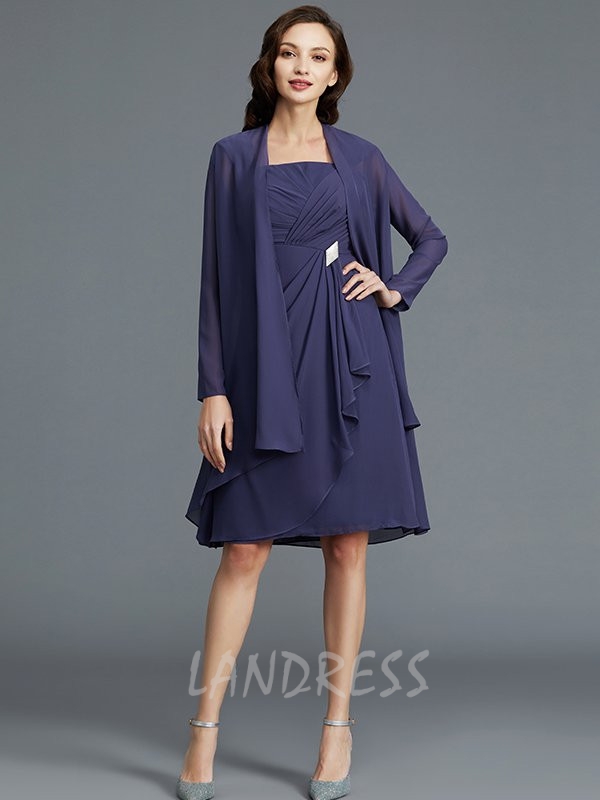 Knee Length Mother of the Bride Dress with Jacket,Chiffon Summer Mother Dress,11771
