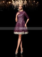Lace A-line Cocktail Dresses,Homecoming Dress with Sleeves,11436