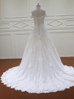 Lace A-line Wedding Dress,Off the Shoulder Wedding Dress,12037